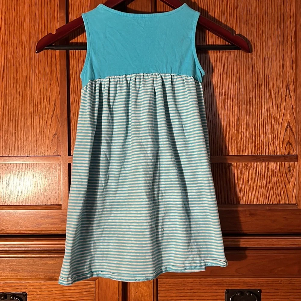 Gymboree Sleeveless Blue White Striped sundress Daisy Flower Appliqué Playwear